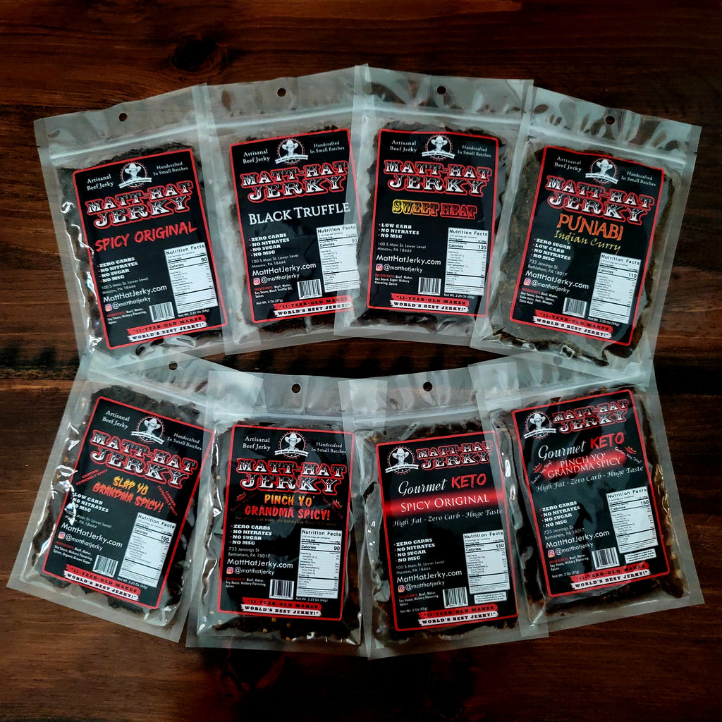 SPICY PACK! 8-Bag Spicy Beef Jerky Variety Pack