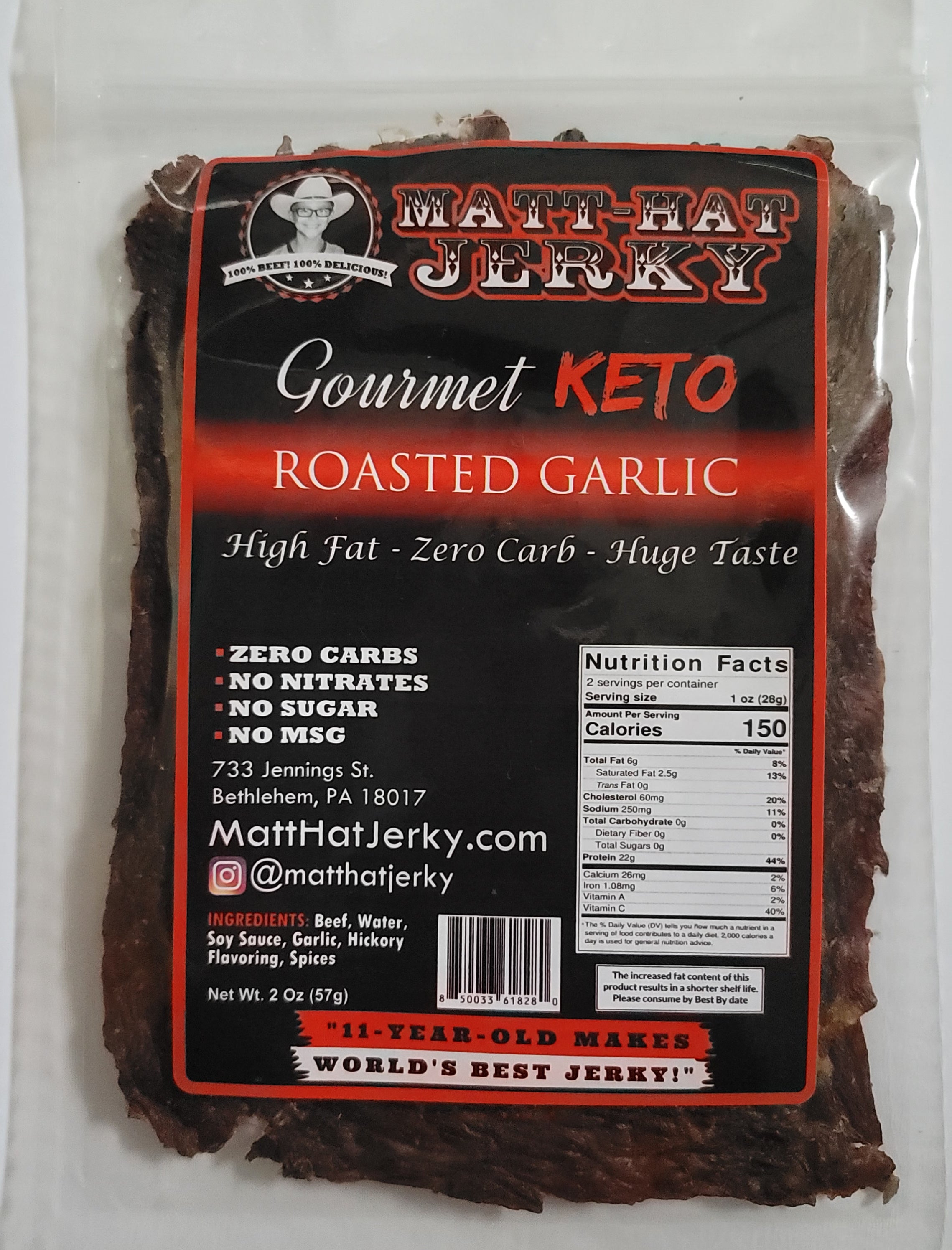 Gourmet Keto Roasted Garlic Beef Jerky